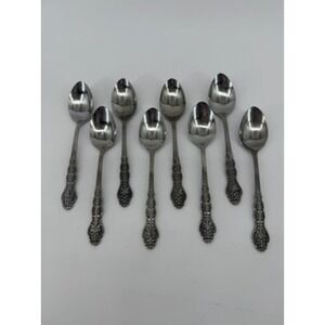 National Stainless Nancy Teaspoons Set of 8 Japan Vintage Floral Scroll 6 Inch